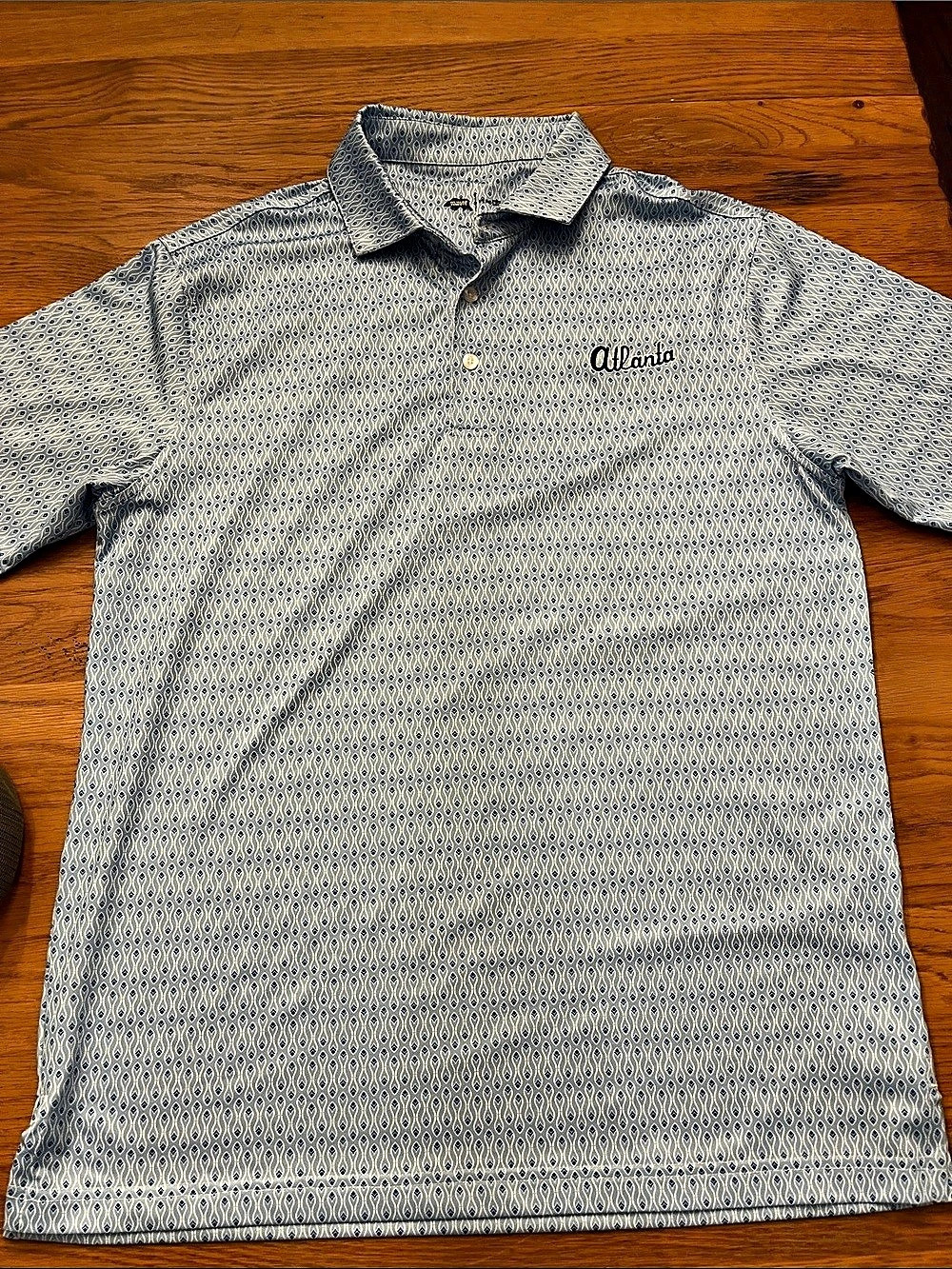 Atlanta Braves Onward Reserve Men’s Small Geometric Polo Blue & White